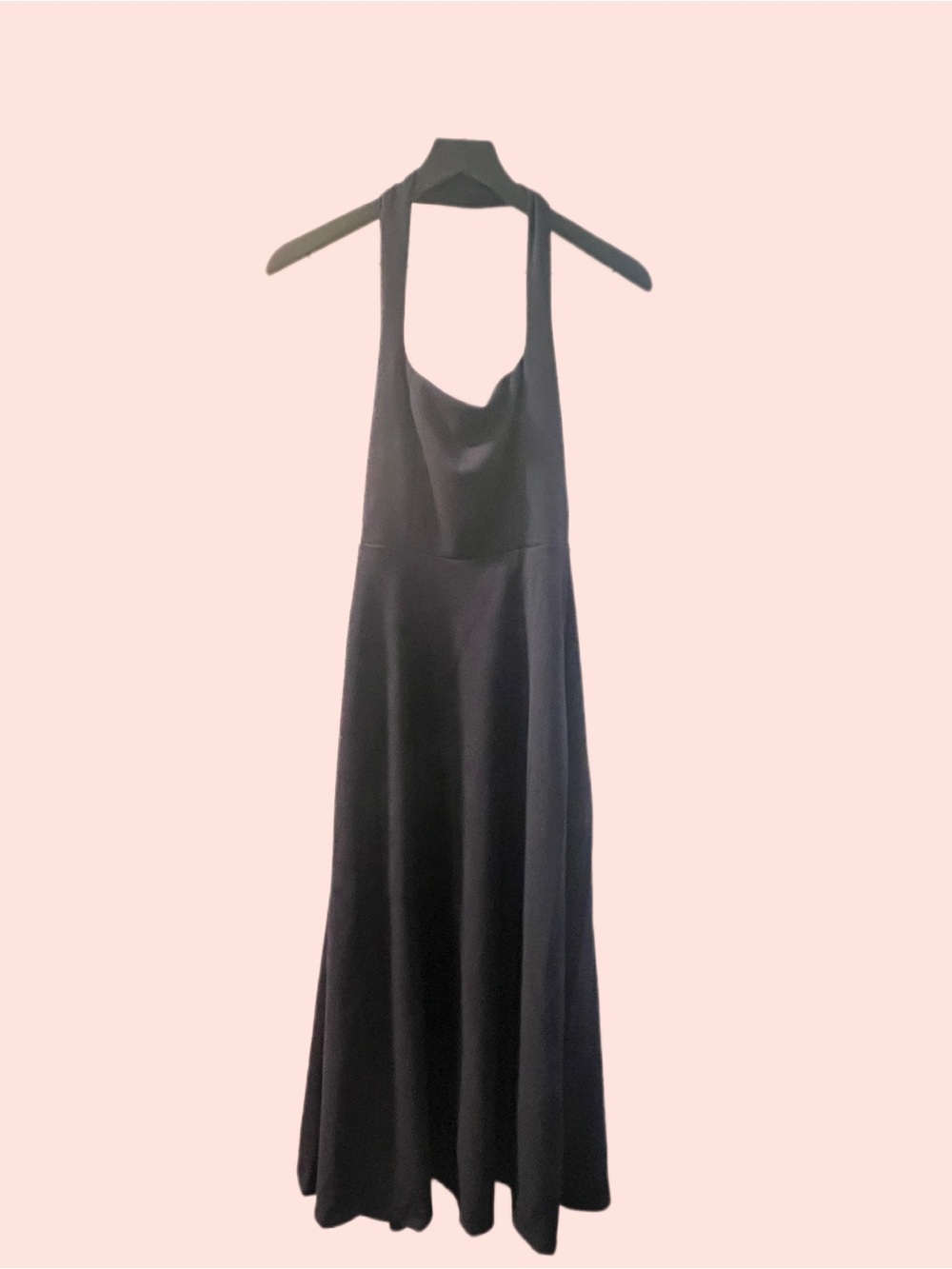 Navy Halter Cowl Neck Midi Dress